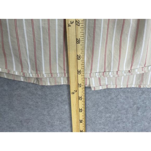 Men's Lacoste Button Up Long Sleeve Dress Shirt Size 42 Brown Striped - Picture 7 of 8